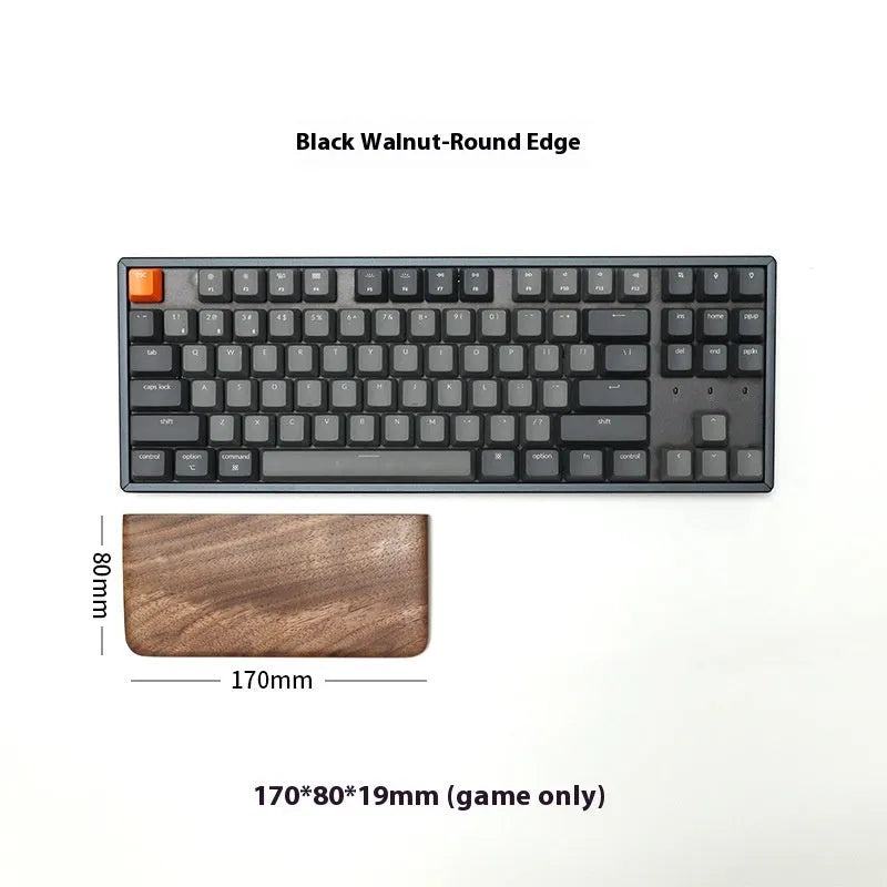 Black walnut wooden keyboard palm rest and wrist rest with straight or round edge, 440mm and smaller sizes