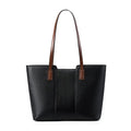 Women's black cowhide leather crossbody bag showing multiple internal compartments including phone pocket and file storage