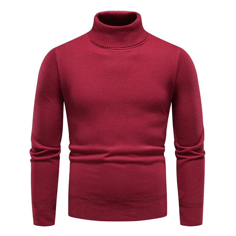 Men's fleece-lined turtleneck sweater in viscose blend, straight pullover, available in nine colours and sizes M to 4XL
