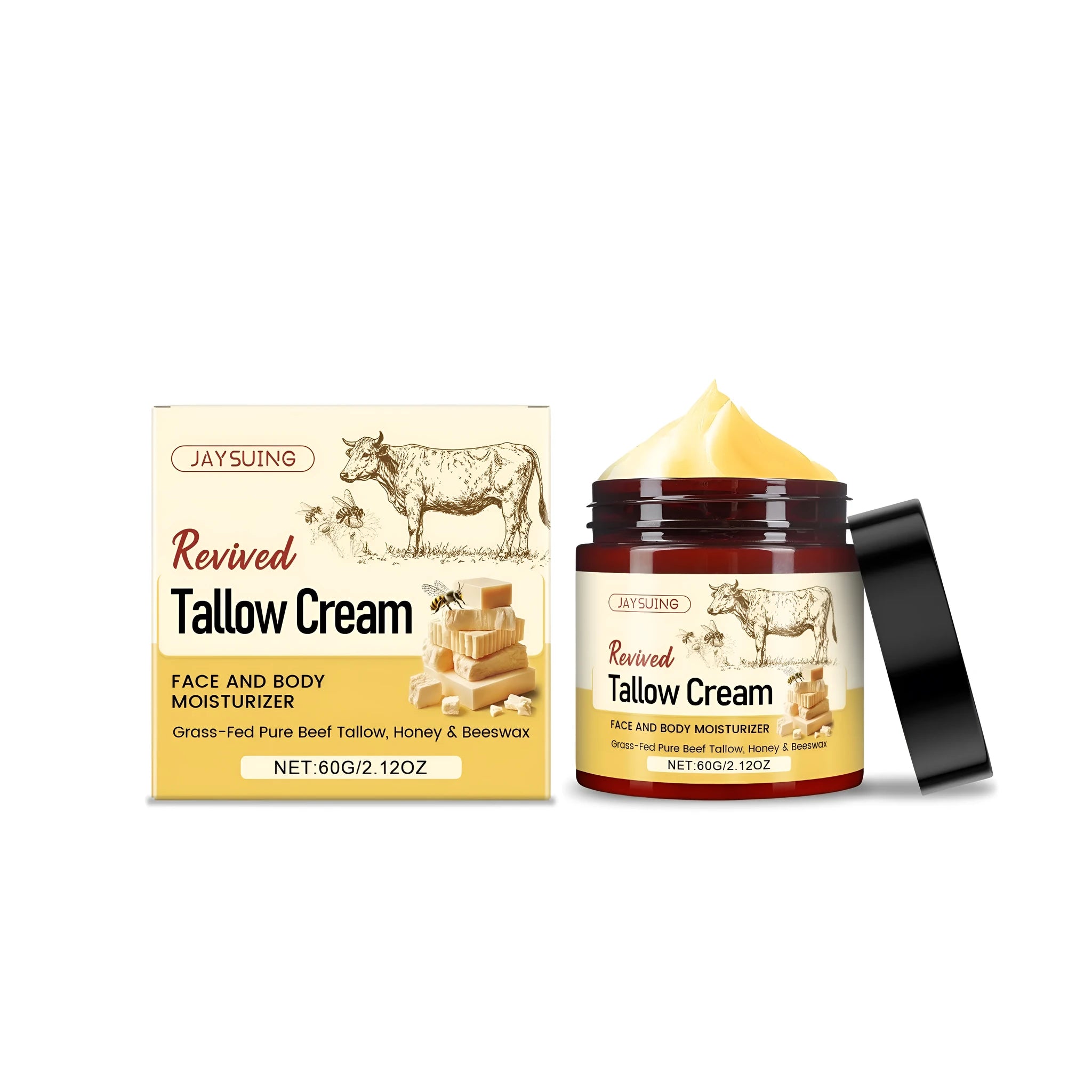 60g jar of revived tallow moisturising cream with glycerin and honey