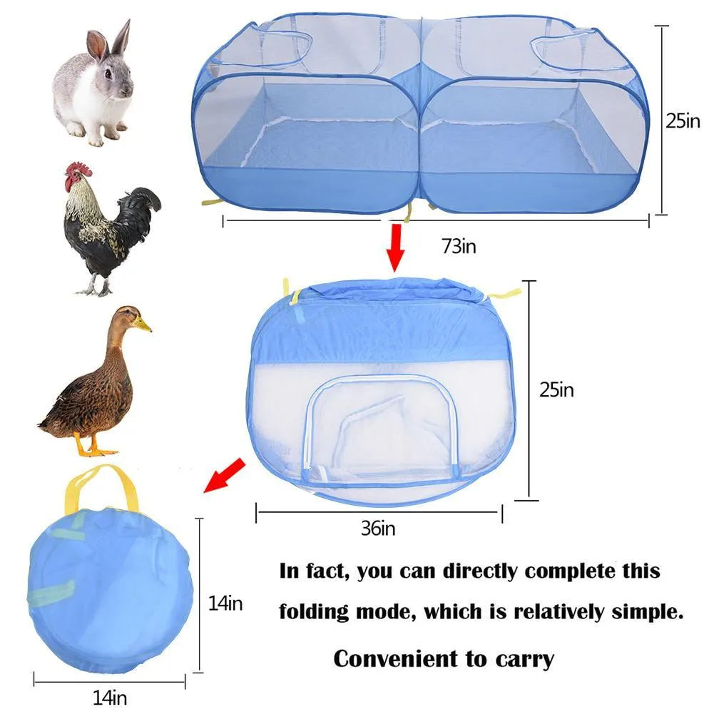 2 in 1 polyester pet playpen, 185 x 64cm, in black or blue, with 8 ground nails and removable bottom