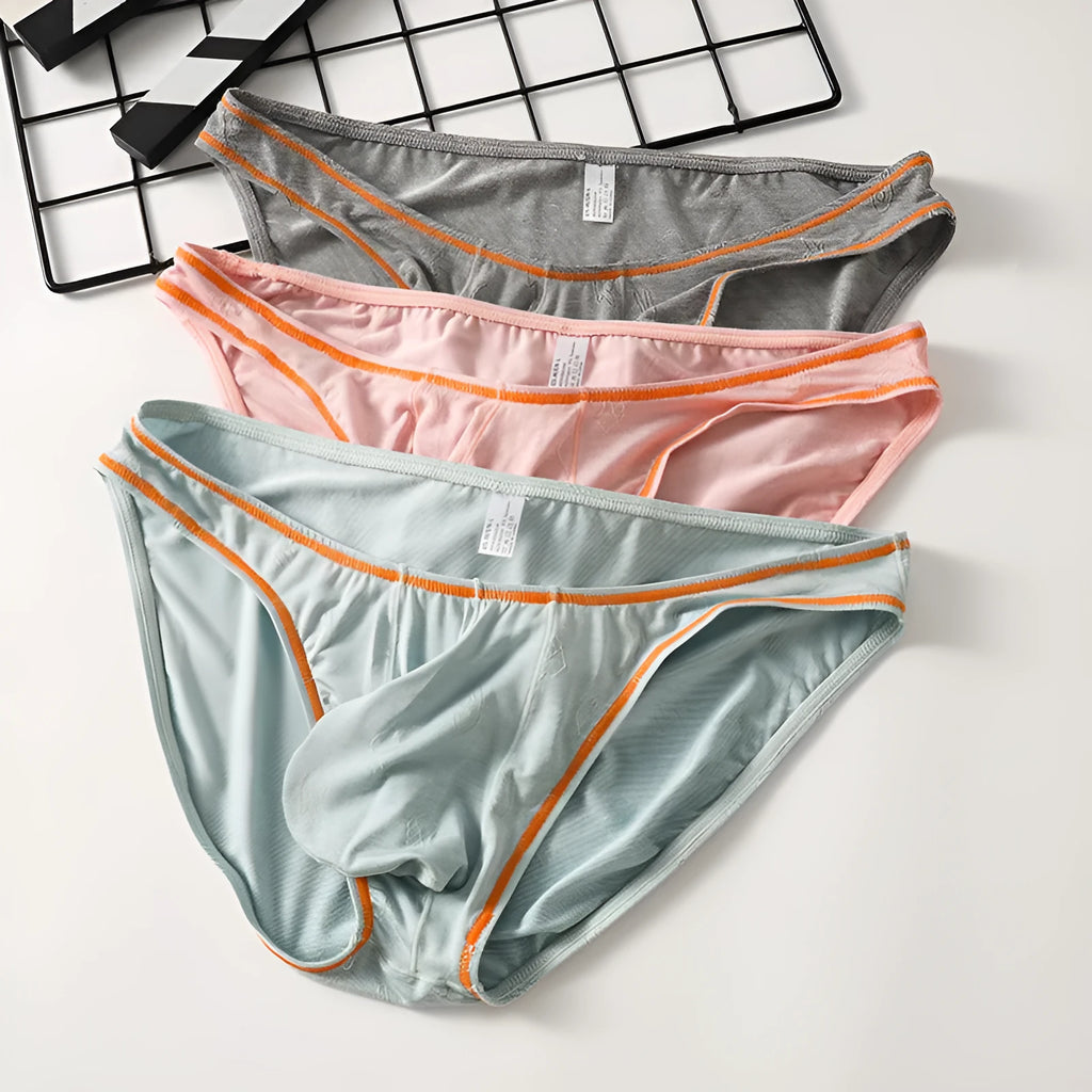Men's ice silk butt-lift underwear in modal fabric showing colour options and contour design