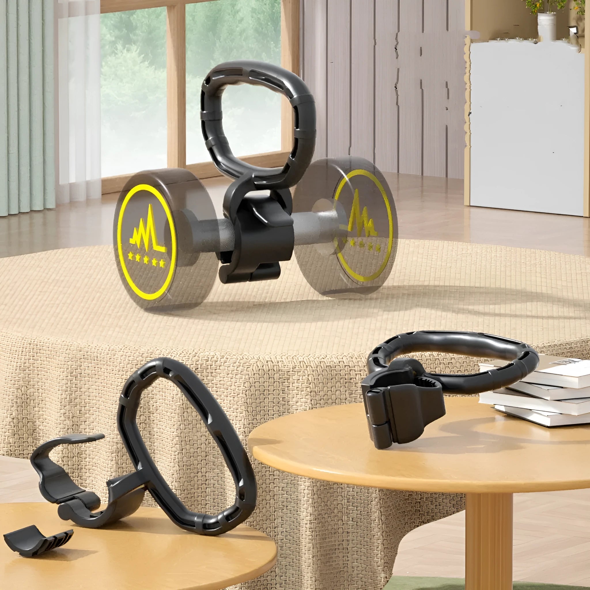 Adjustable black kettlebell handle made from PP material, 21x19cm, for home gym weight training