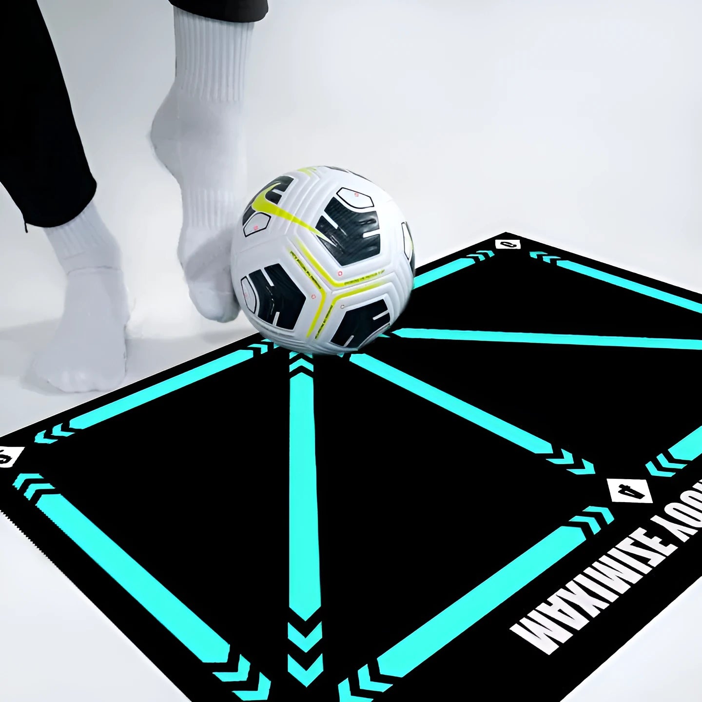 Indoor football training mat for skill lifting practice with rubber cushion surface