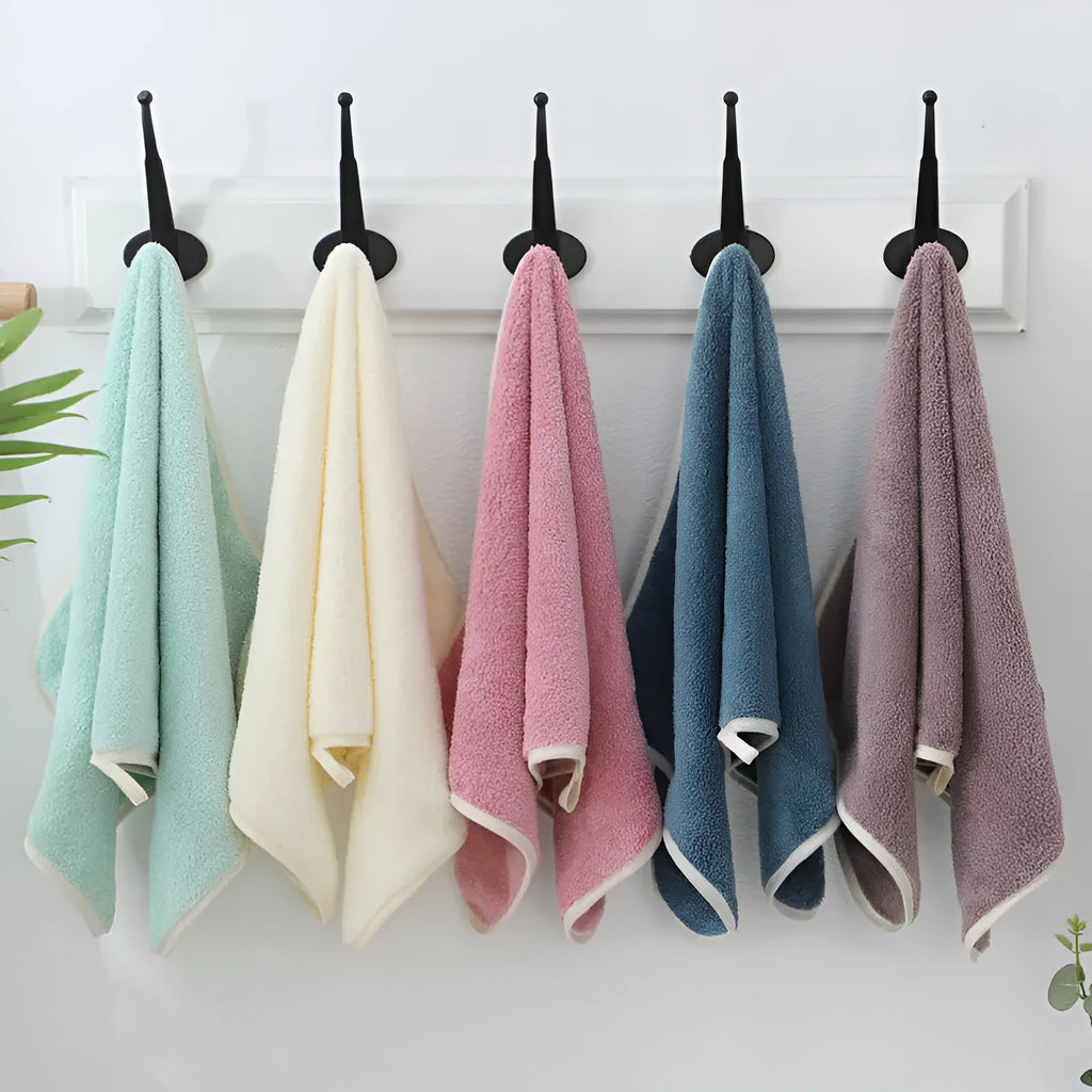 30x60cm coral fleece face towel in thickened high density weave with edging, available in nine colours