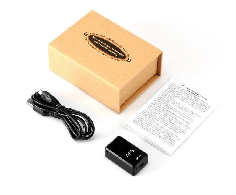 GF07 GPS anti-lost tracking alarm in black with SOS button, 35x20x14mm, 72-hour battery