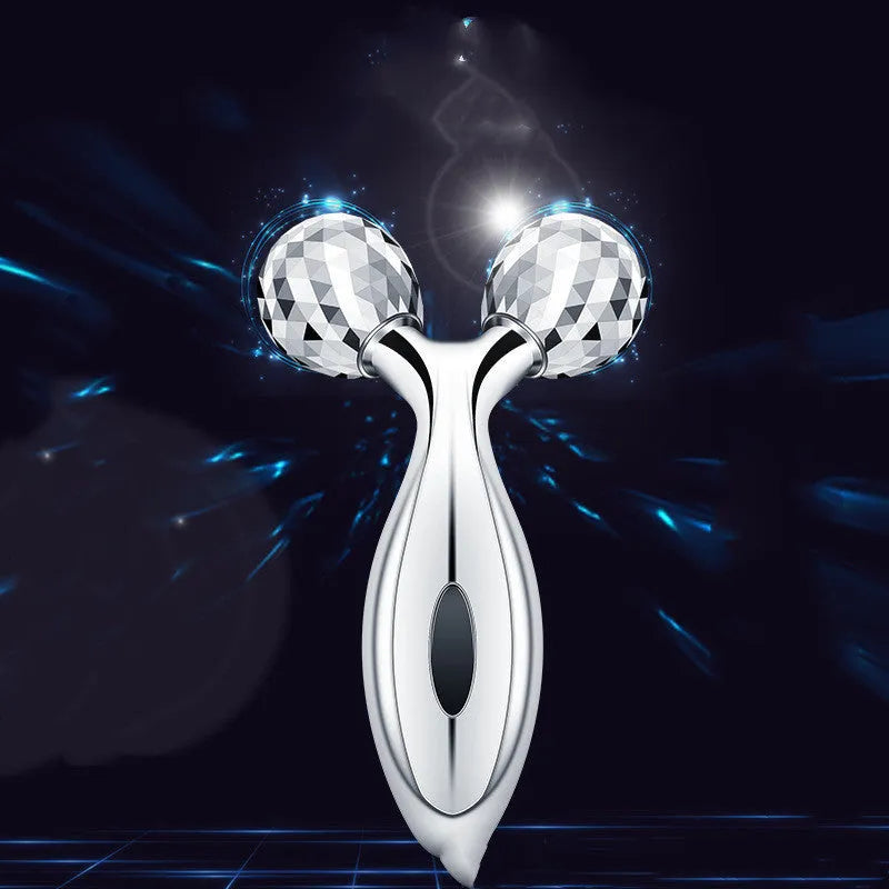 Facial massager body roller with silver coating, ABS resin and stainless steel construction, 135g weight