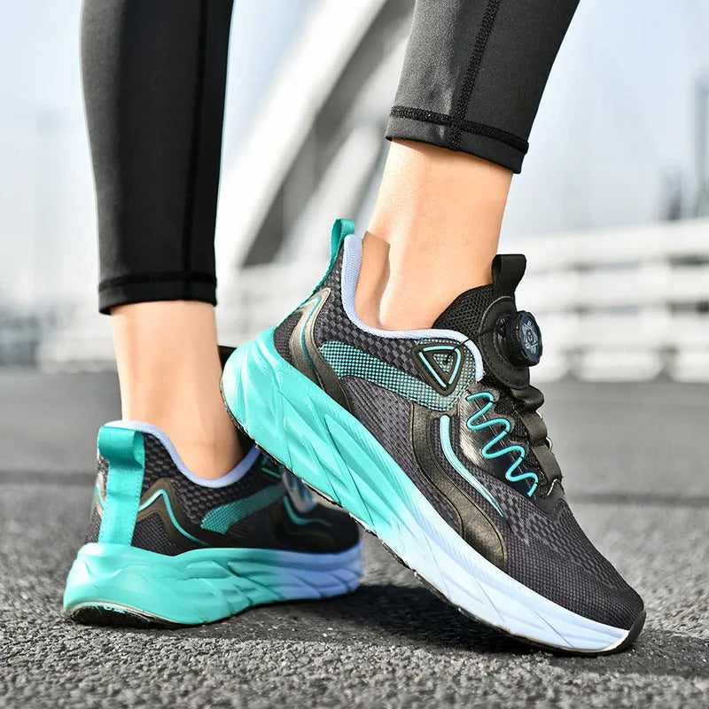 Men's mesh breathable sports shoes in black purple with low-top round toe and front lace-up closure