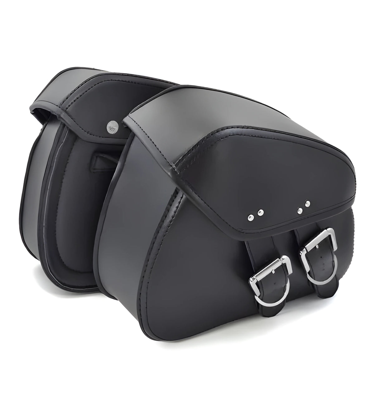Black PU leather motorcycle saddlebags side storage pouches for Harley cruiser 28x18x12cm