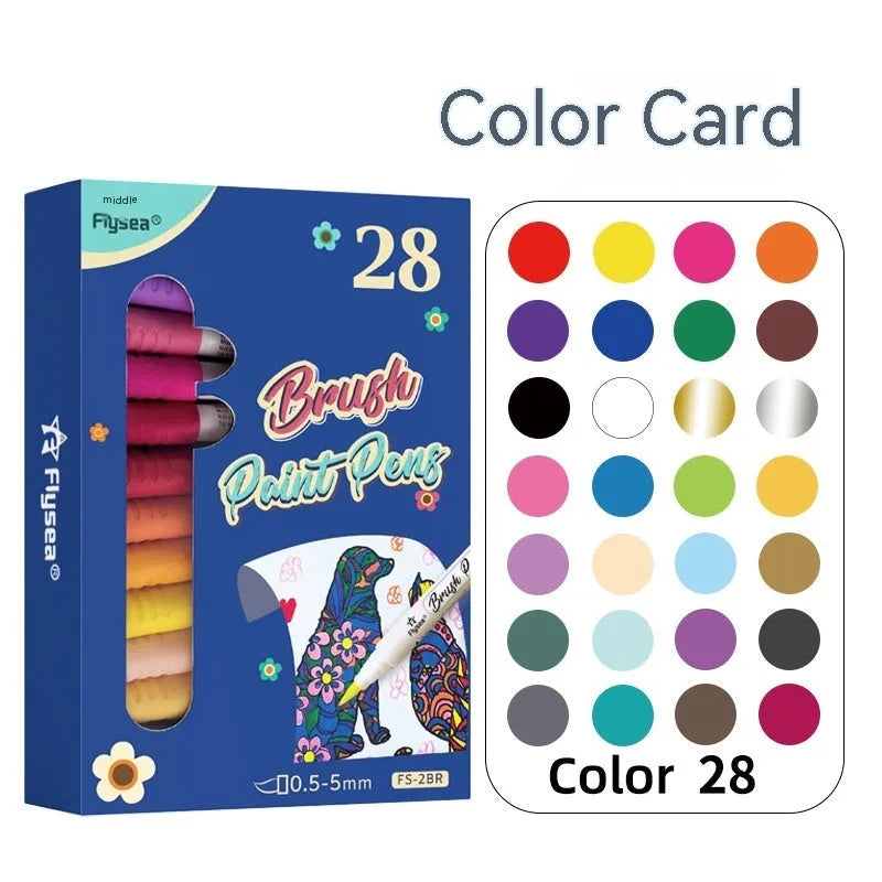 Set of gouache pens with soft brush tips for hand account painting and graffiti artwork