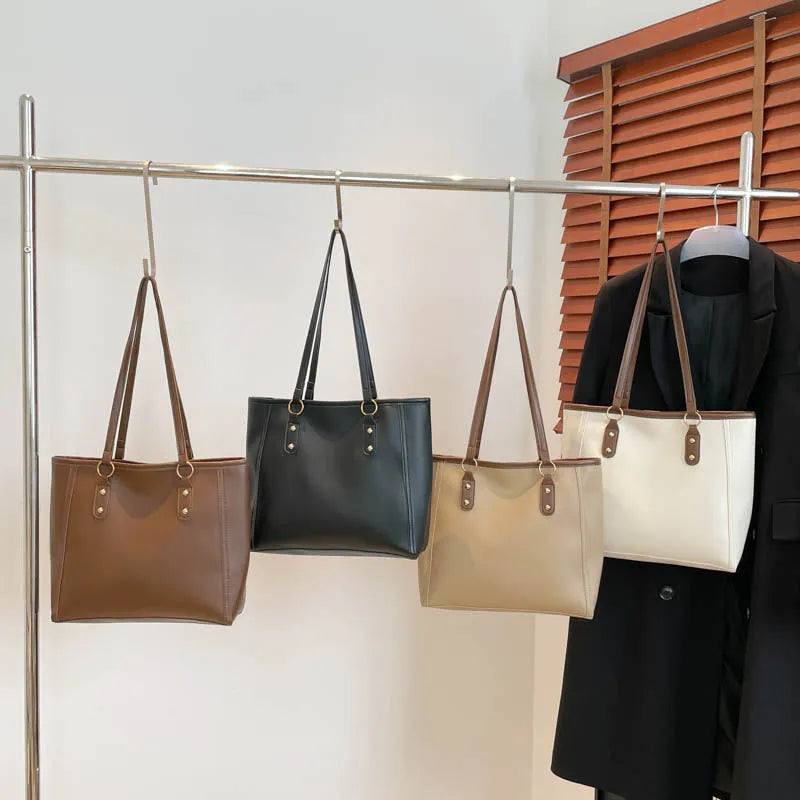 Korean style black PU leather women's shoulder underarm bag with square shape and adjustable strap