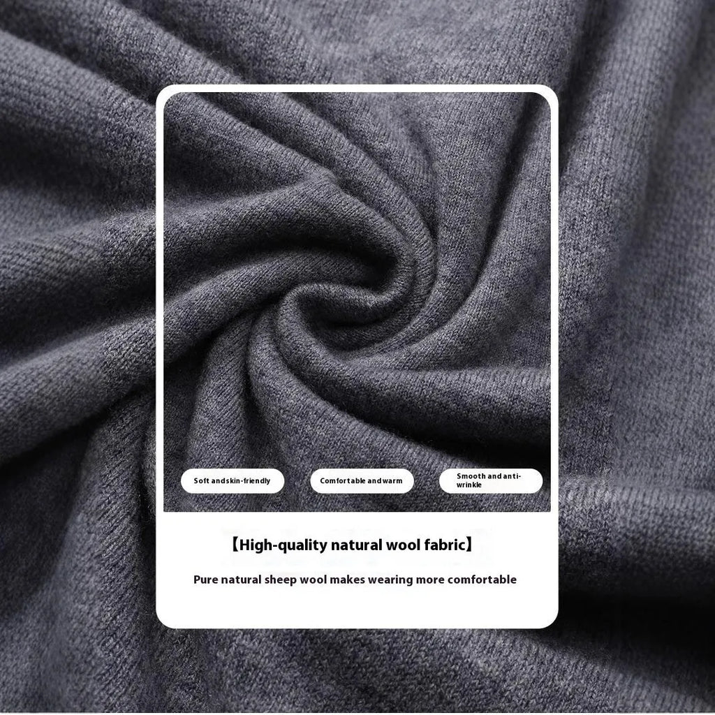 Men's regular cut wool pullover sweater in standard thickness for autumn winter wear