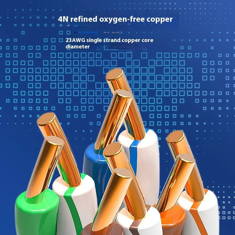 Blue oxygen-free copper Cat6 ethernet cable on a 305-metre reel