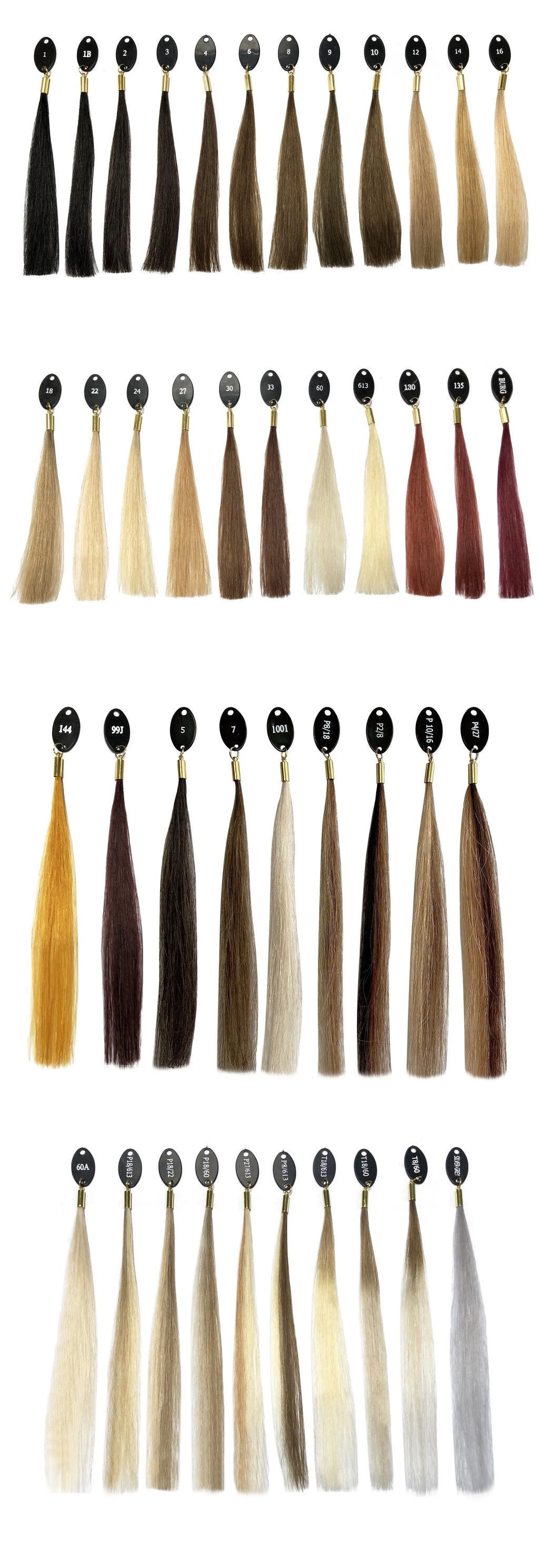 Hand-woven human hair colour board with 48 colour strands for salon colour matching