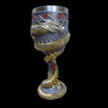 Red wine glass with 3D Chinese dragon design in stainless steel and resin, 200ml capacity in gold colour
