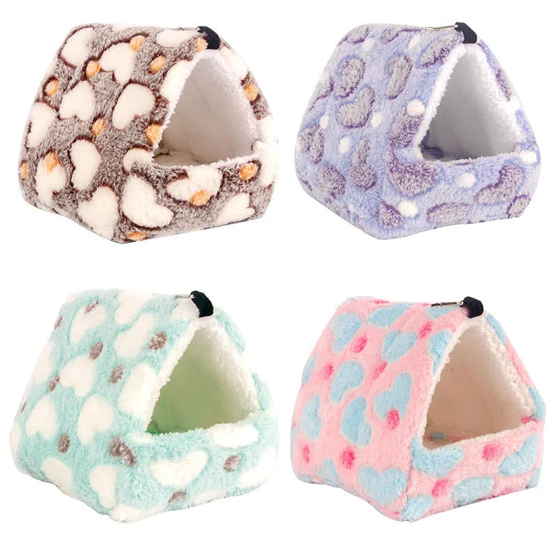 Flannel bread nest pet sleeping bag with hook in a cage for hamsters and small pets