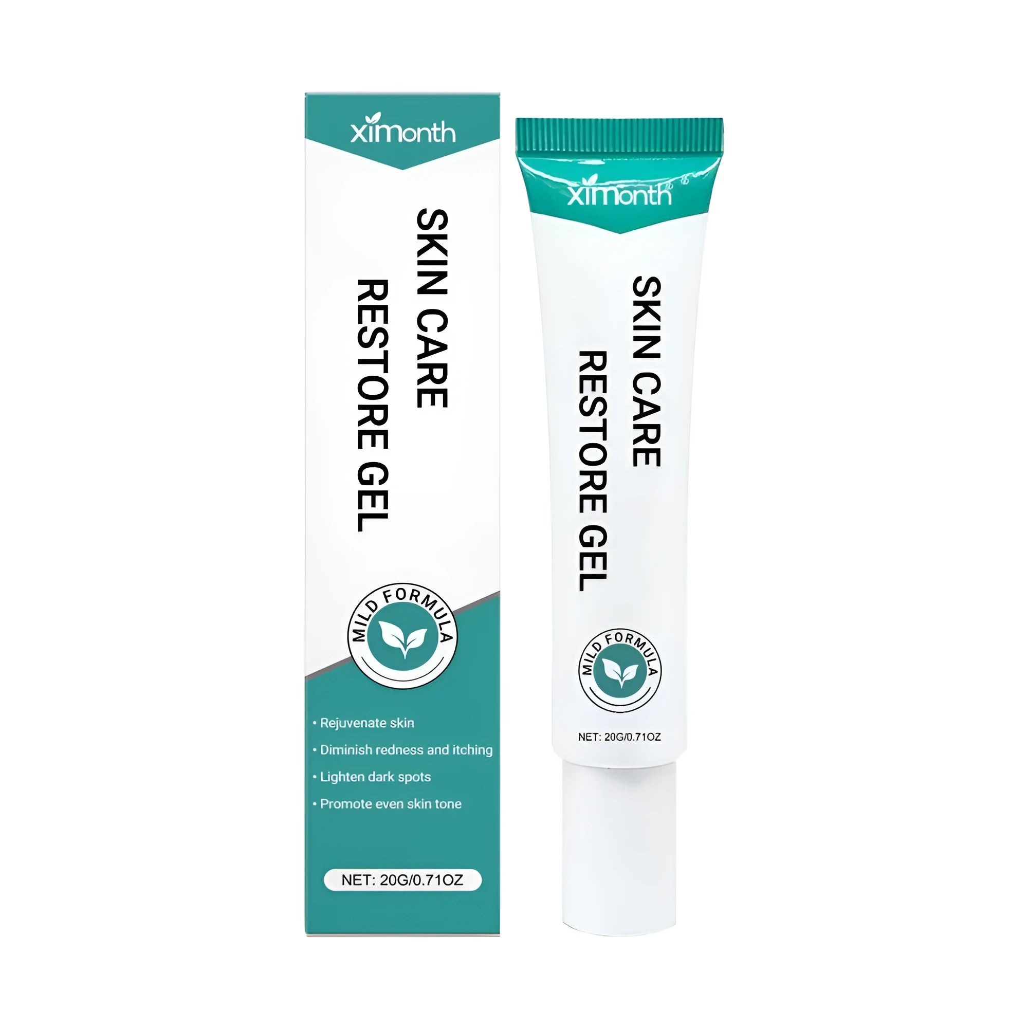 20g Skin Care Restore Gel tube with aloe and centella asiatica ingredients