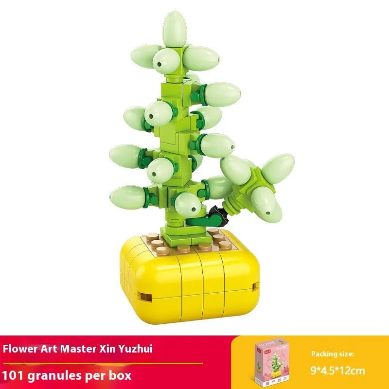 Plastic building blocks flower pot model assembly toy for teenagers