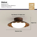Round 25 cm mid-ancient silent balcony LED ceiling light in beige iron and acrylic shade on white ceiling