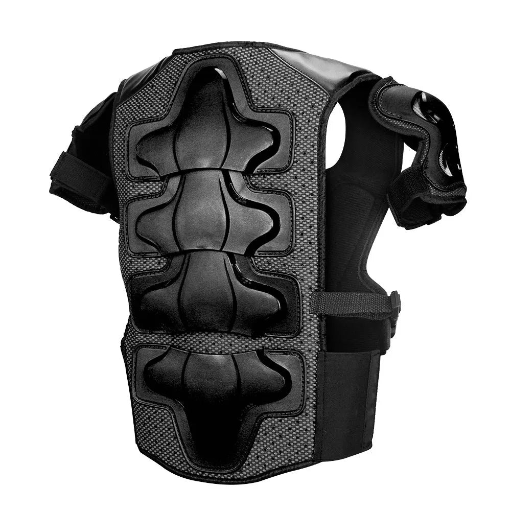 Children's five-piece motorcycle armour protective gear set in black for outdoor cycling and running sports