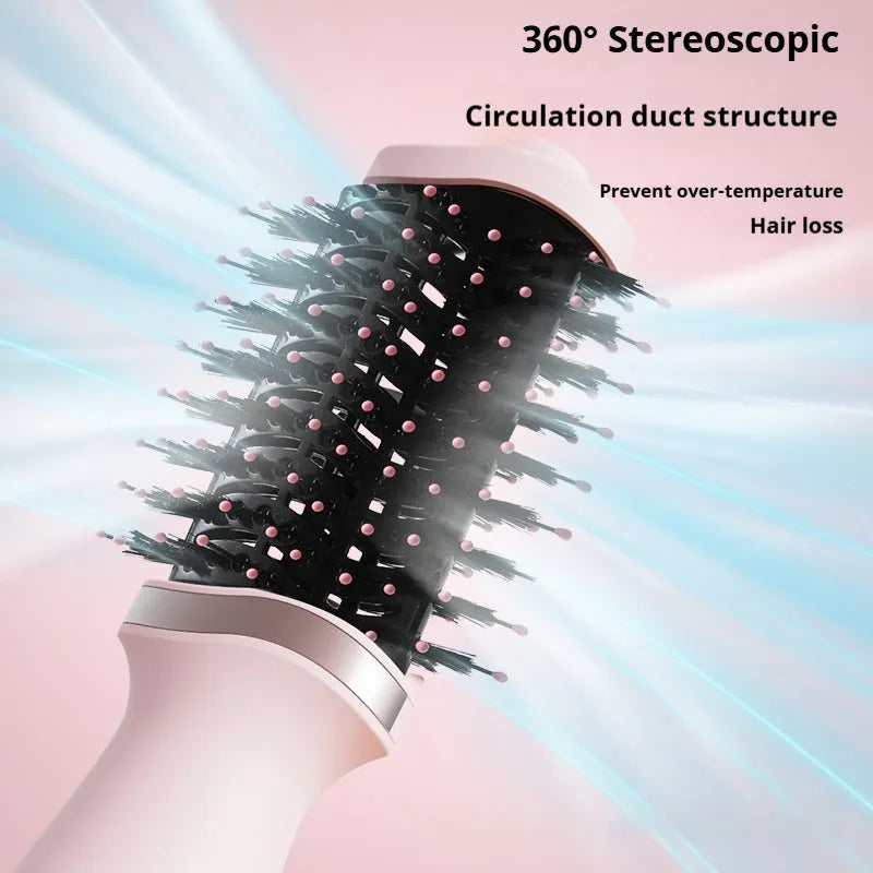 Pink multifunctional hair dryer with dual-use comb and curling attachment, model YZM-8015
