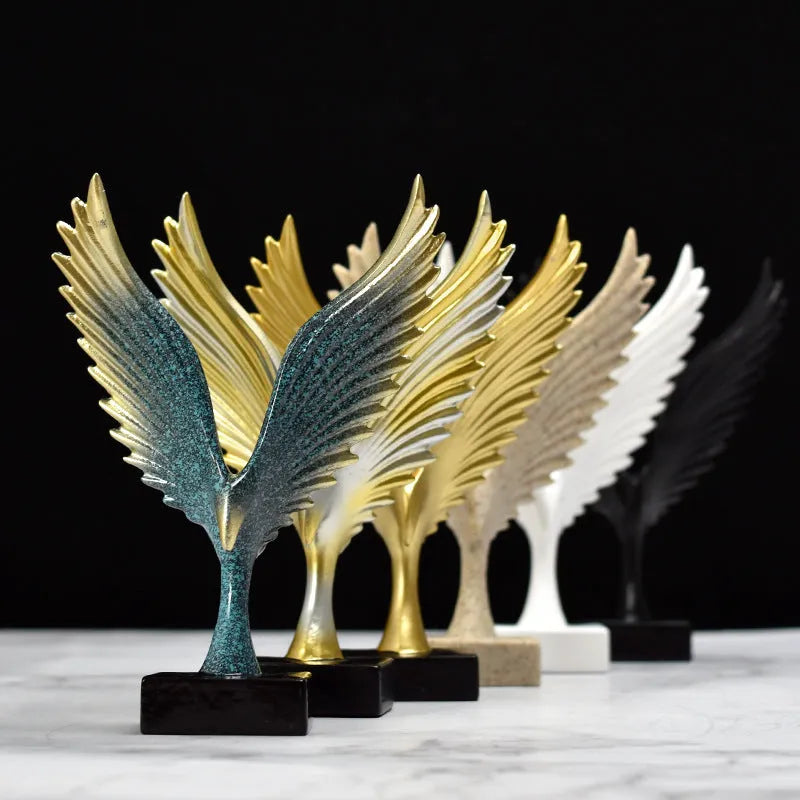 Mini resin wing ornament in Dapeng or angel style with golden, gold silver, white, or black finish
