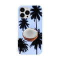 Summer coconut pattern TPU iPhone case shown on phone with bracket attachment option