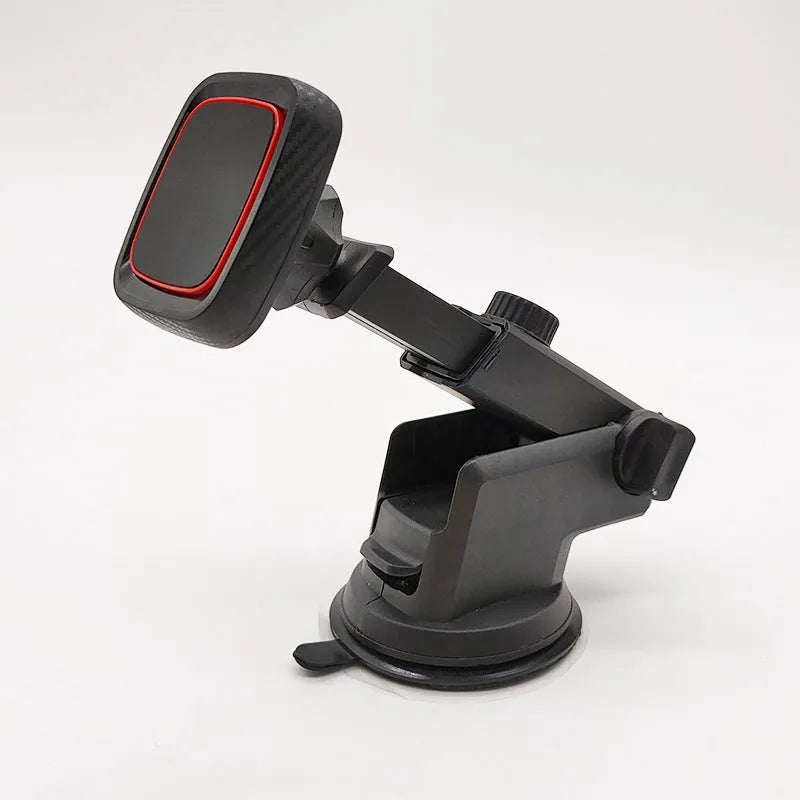 Black flexible gooseneck air vent phone holder mounted on a car dashboard