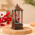 Small plastic Christmas portable oil lamp with Santa Claus figure, battery powered LED night light, hanging lantern design