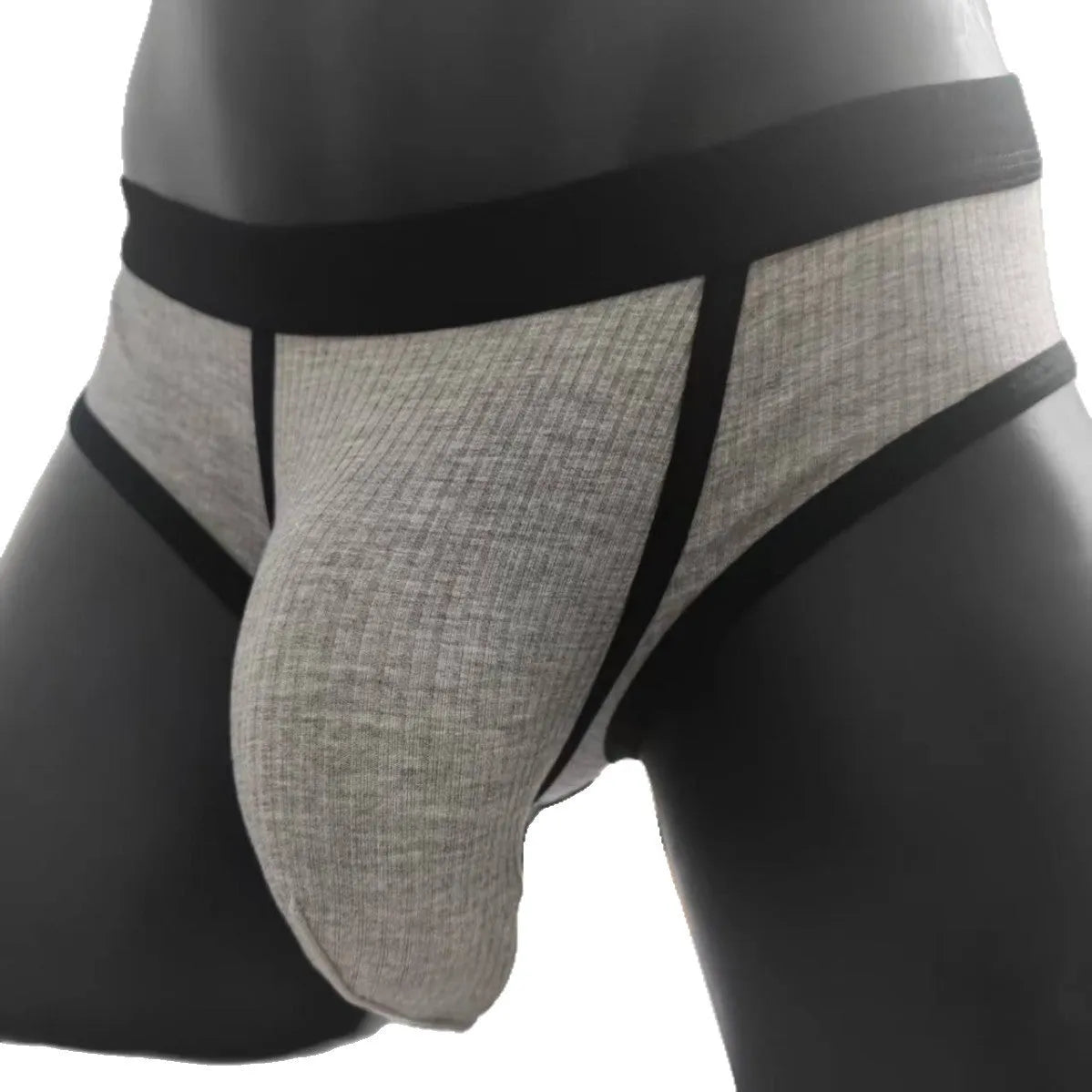 Men's solid colour viscose U-shaped bag briefs on a low waist, shown in multiple colour options.