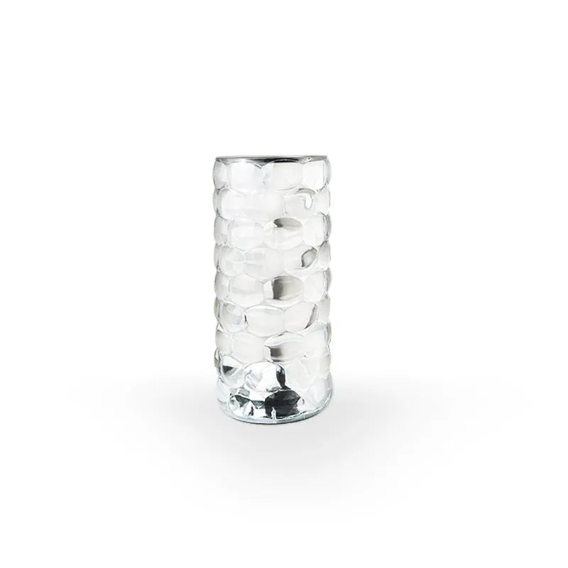 Crystal table lamp rechargeable with teardrop acrylic shade showing droplet shadow effect on a bedside table