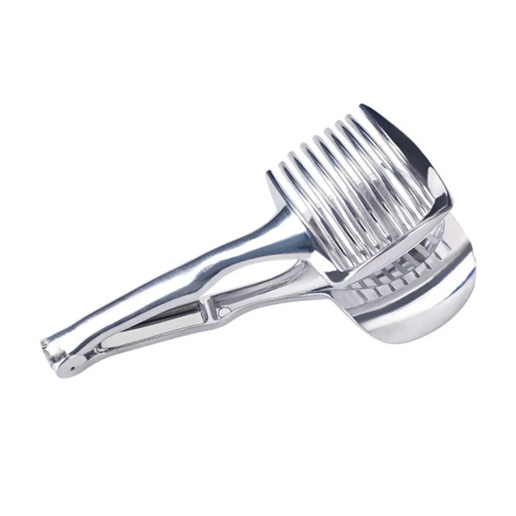 Silver plastic lemon slicer kitchen tool for cutting fruit and vegetables