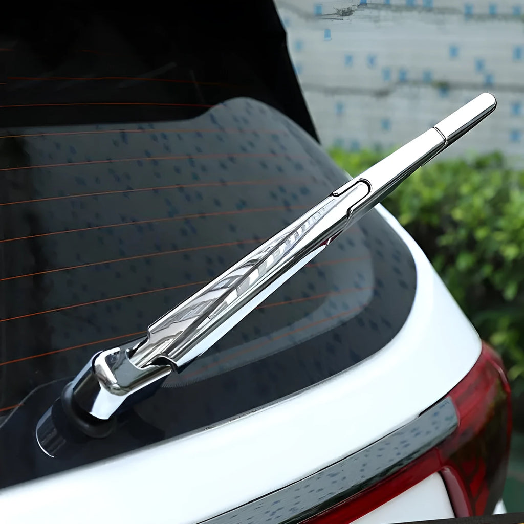 Set of four silvery ABS plastic rear wiper trim covers for a Hyundai car