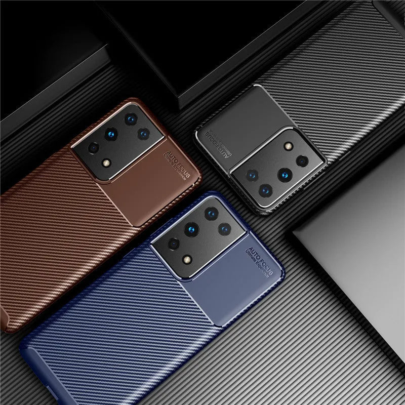 Airbag anti-fall TPU phone cover for Samsung Galaxy in black, navy, and coffee