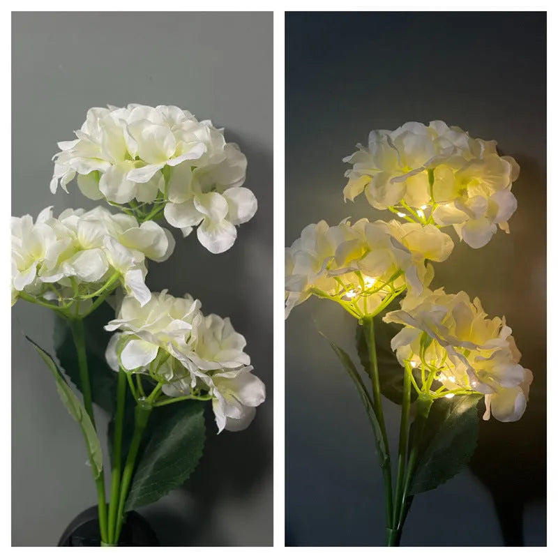 Solar hydrangea garden decorative light in plant modelling design with rubber construction