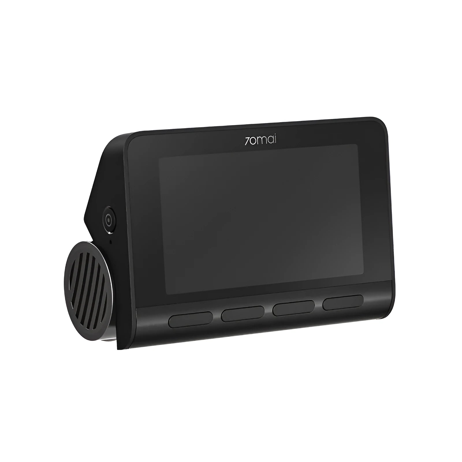 Black 4K intelligent tachograph with 140-degree wide angle mounted on front windshield
