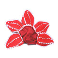 Dog wearing Halloween demon chomper hat costume with flower headband for medium-sized pets