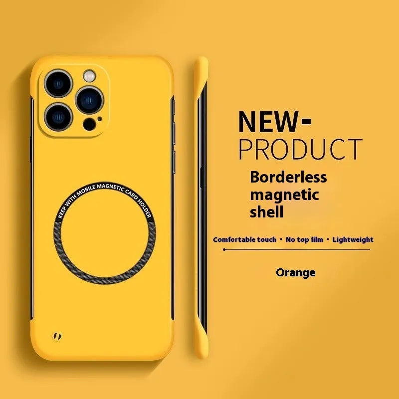 Black frameless strong magnetic phone case for iPhone 13 Pro with PC construction and sprayed finish