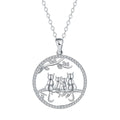 Women's copper necklace with four kitten pendants on cross chain design