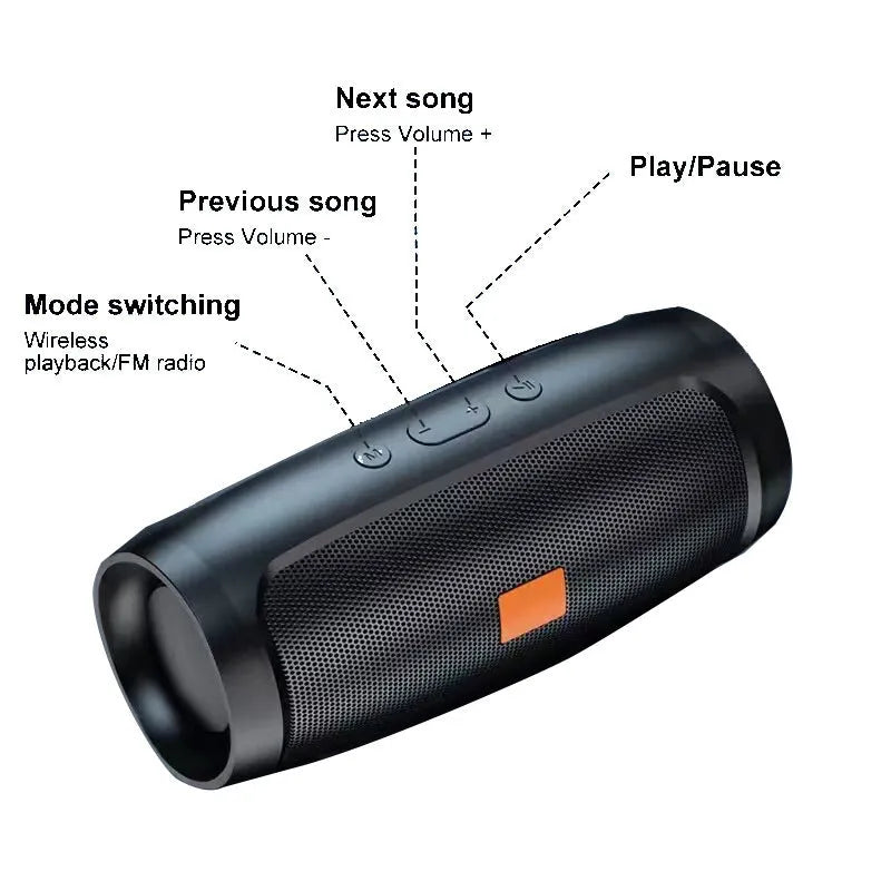 Outdoor portable wireless Bluetooth speaker in black with voice prompt and call function