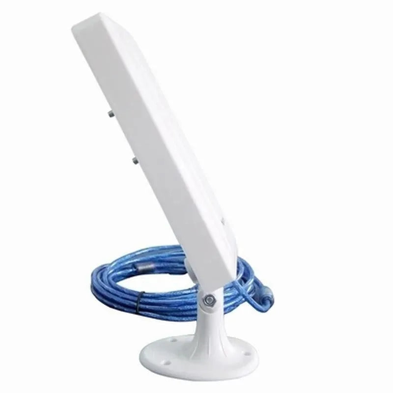 White high power USB wireless network card with Type USB connector.