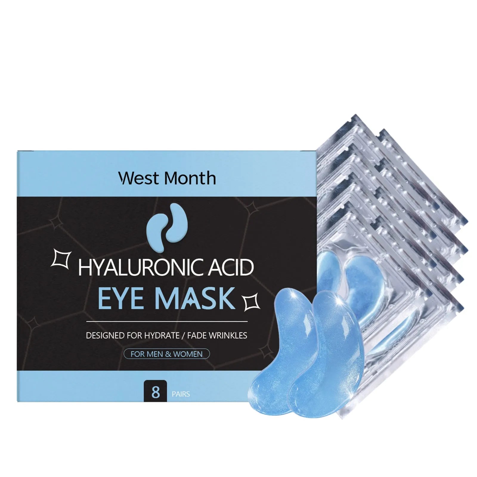 Hyaluronic Acid Eye Mask 8 pairs in individual packets with serum ingredients list