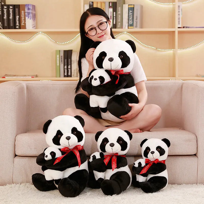 Panda doll plush toy short plush black and white 20cm height static display