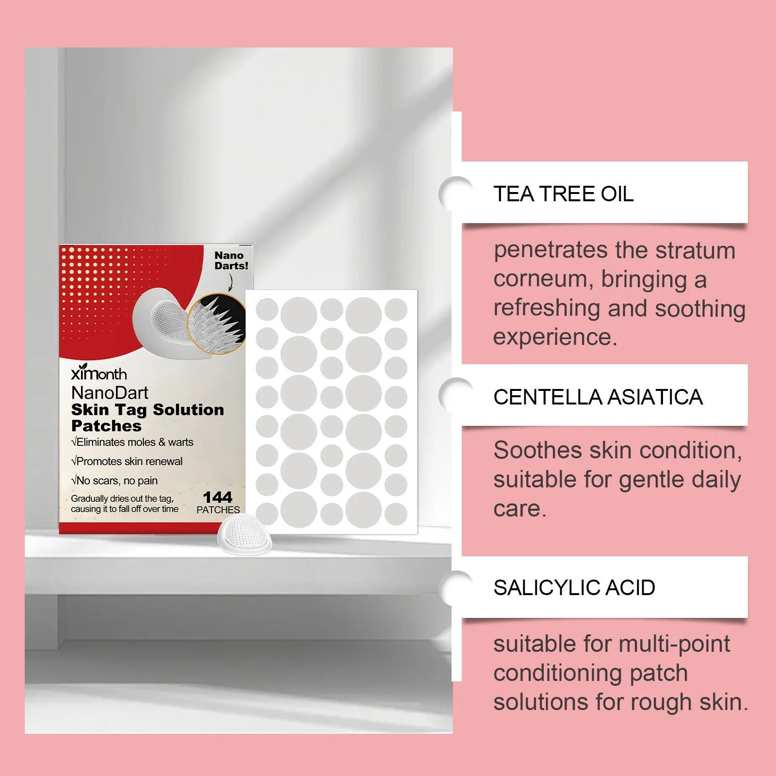 Skin wart invisible repair adhesive bandage with tea tree oil and centella asiatica