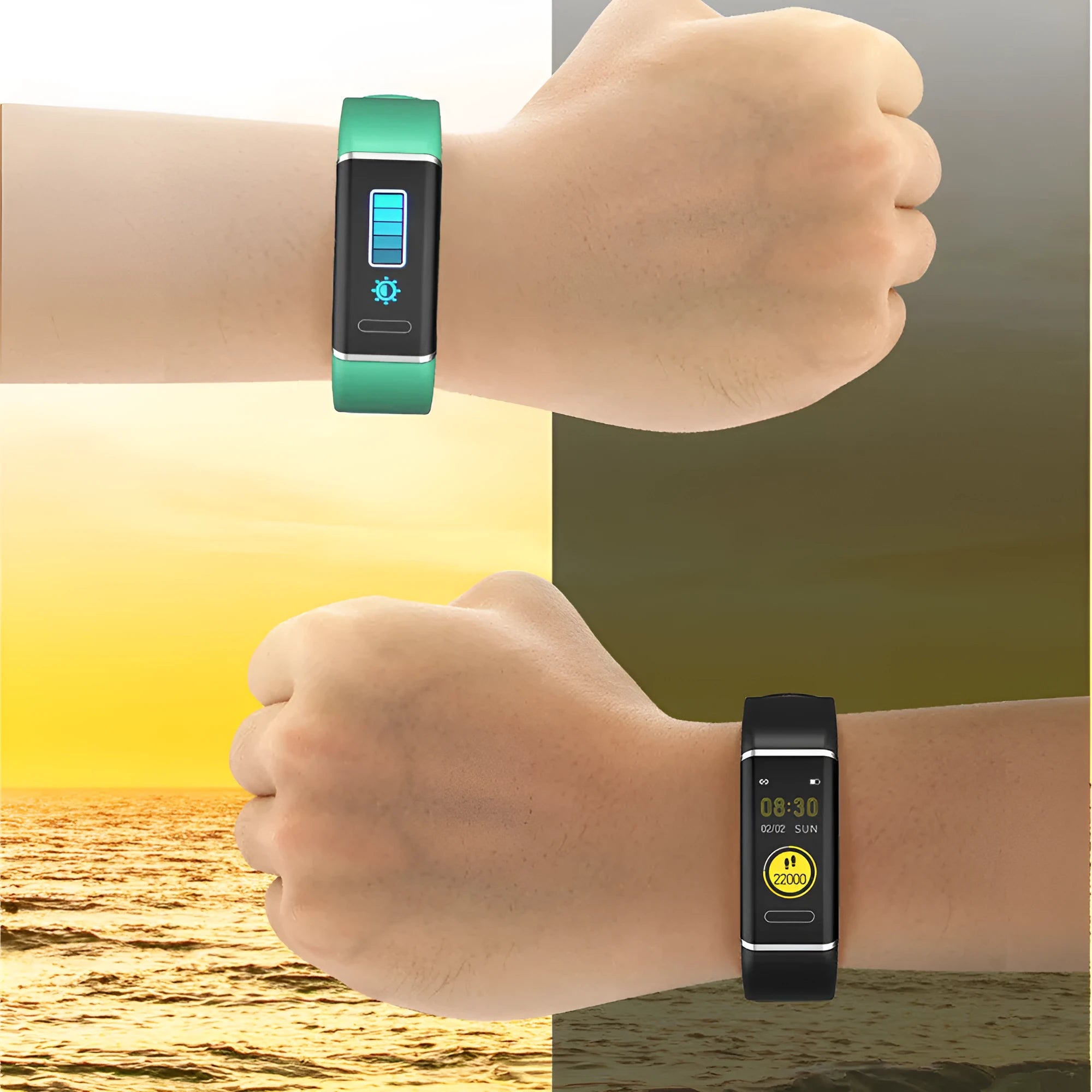CT6 Smart Motion Meter Step Color Screen Bracelet in Black on wrist showing heart rate display