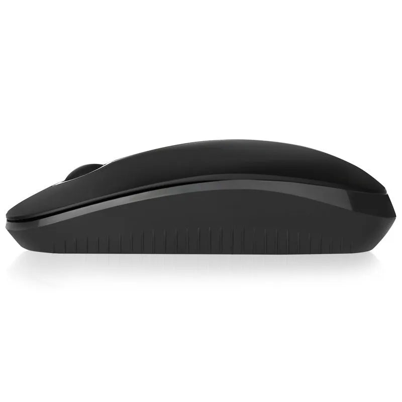 2.4G wireless mouse in black with compact design on flat surface
