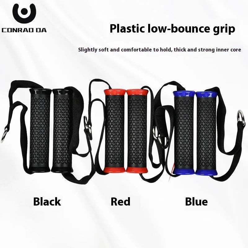 Black alloy ergonomic handle chest expander tension rope on white background