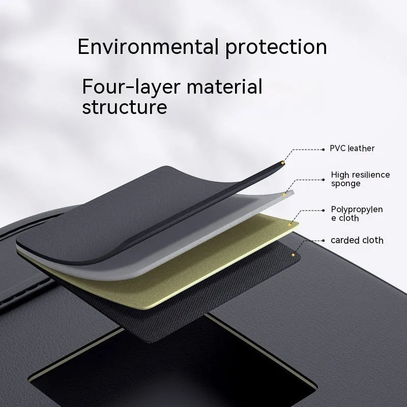 Black leather car seat back hanging storage bag with handle for vehicle organisation