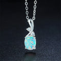 Water drop opal pendant necklace with O-shaped chain, rose gold electroplated finish