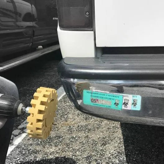 100mm rubber car decal remover disc for electric drill, removing vinyl pinstripe from car door